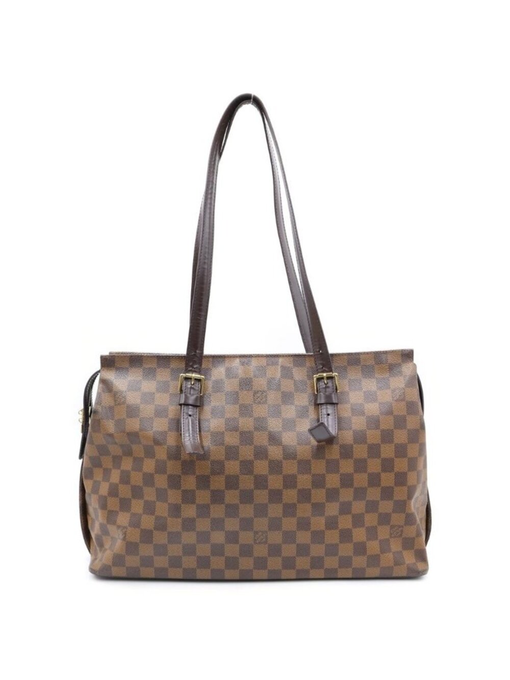 Louis Vuitton Damier Chelsea Boston Bag Brown Leather Gold